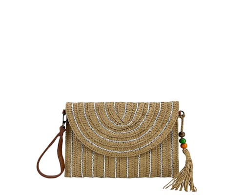 Bolso Cartera Rafia De Mano Y Hombro